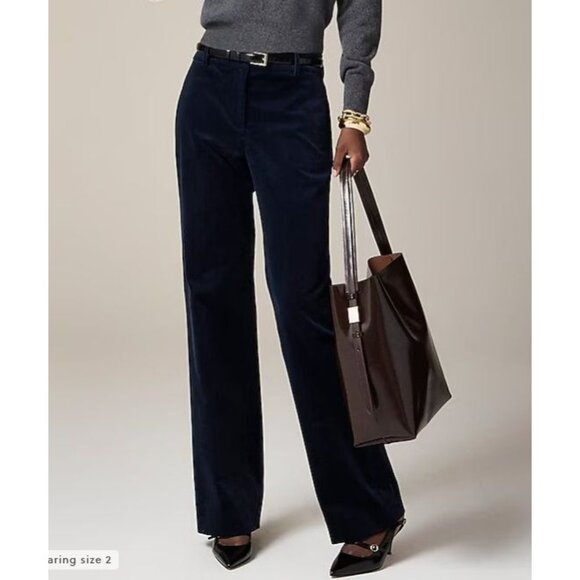 J.Crew Natalia pant in stretch corduroy Navy‎ wide preppy 90s sz 14 - Picture 1 of 10